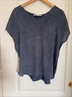LOFT Mixed Media Short Sleeve Blouse